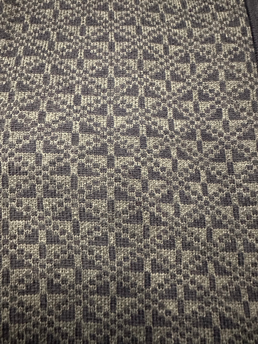 Navy and Gray Jacquard Quarter Zip Sweater