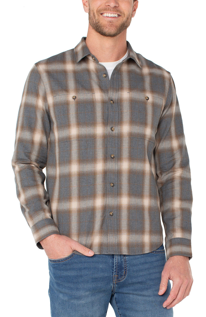 Double Pocket Plaid Shirt