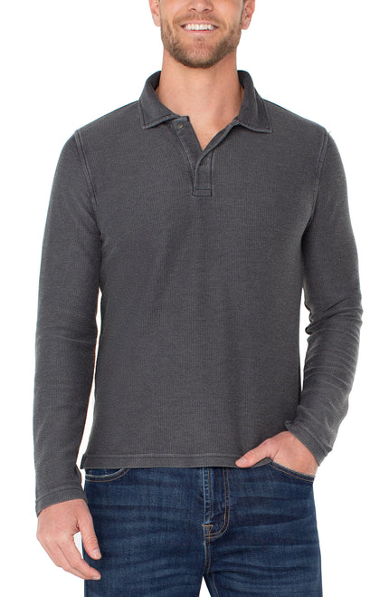 Washed Long Sleeve Polo