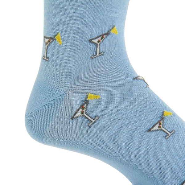 Martini Glass Cotton Sock Linked Toe Mid-Calf