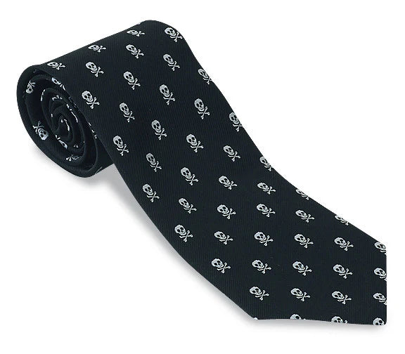 Black/White Jolly Rogers Skull Necktie