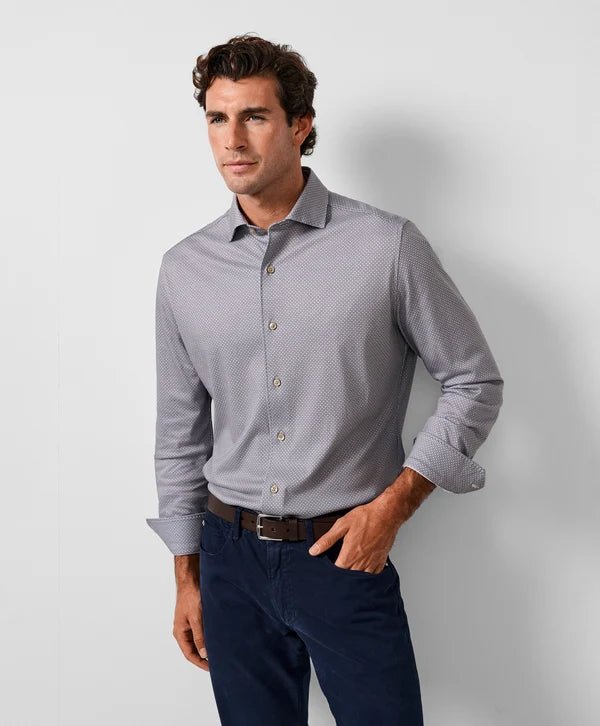Dune & Navy Neat Knit Sport Shirt