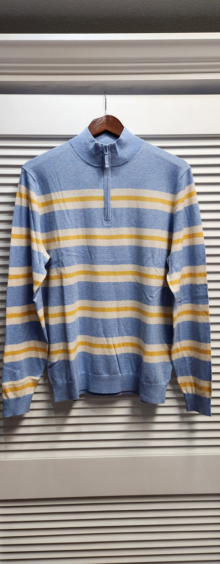 Teston Stripe 1/4 Zip Mock Neck