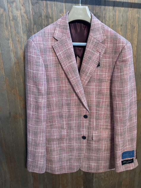 Rose and Tan Plaid Sport Coat