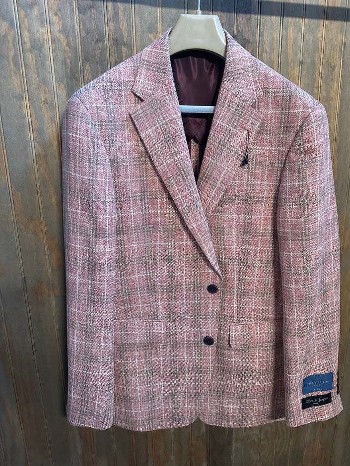 Rose and Tan Plaid Sport Coat