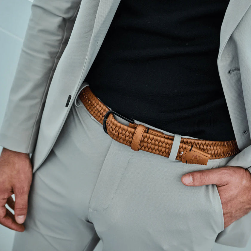 Dallas LEATHER Camel brown Black buckle