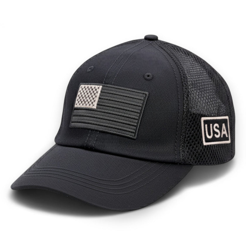 USA Tactical Trucker Cap – Double Mesh Back American Flag Hat (Online Only)