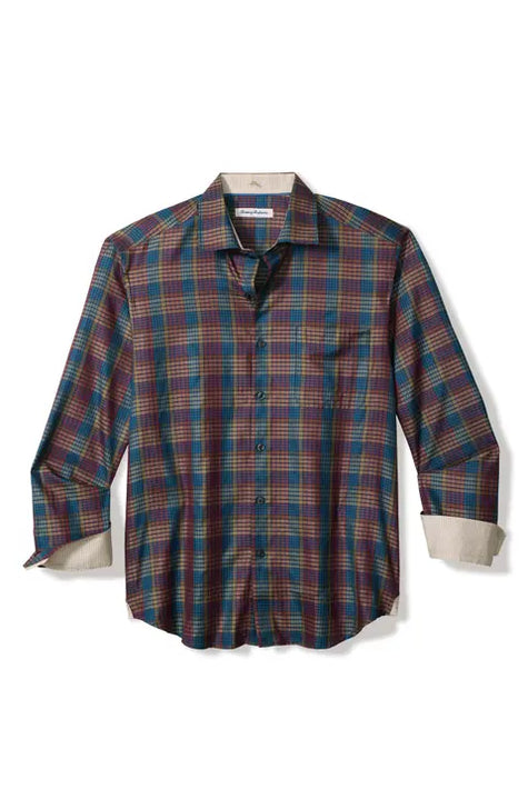 Bordeaux Plaid Cotton & Silk Button-Up Shirt