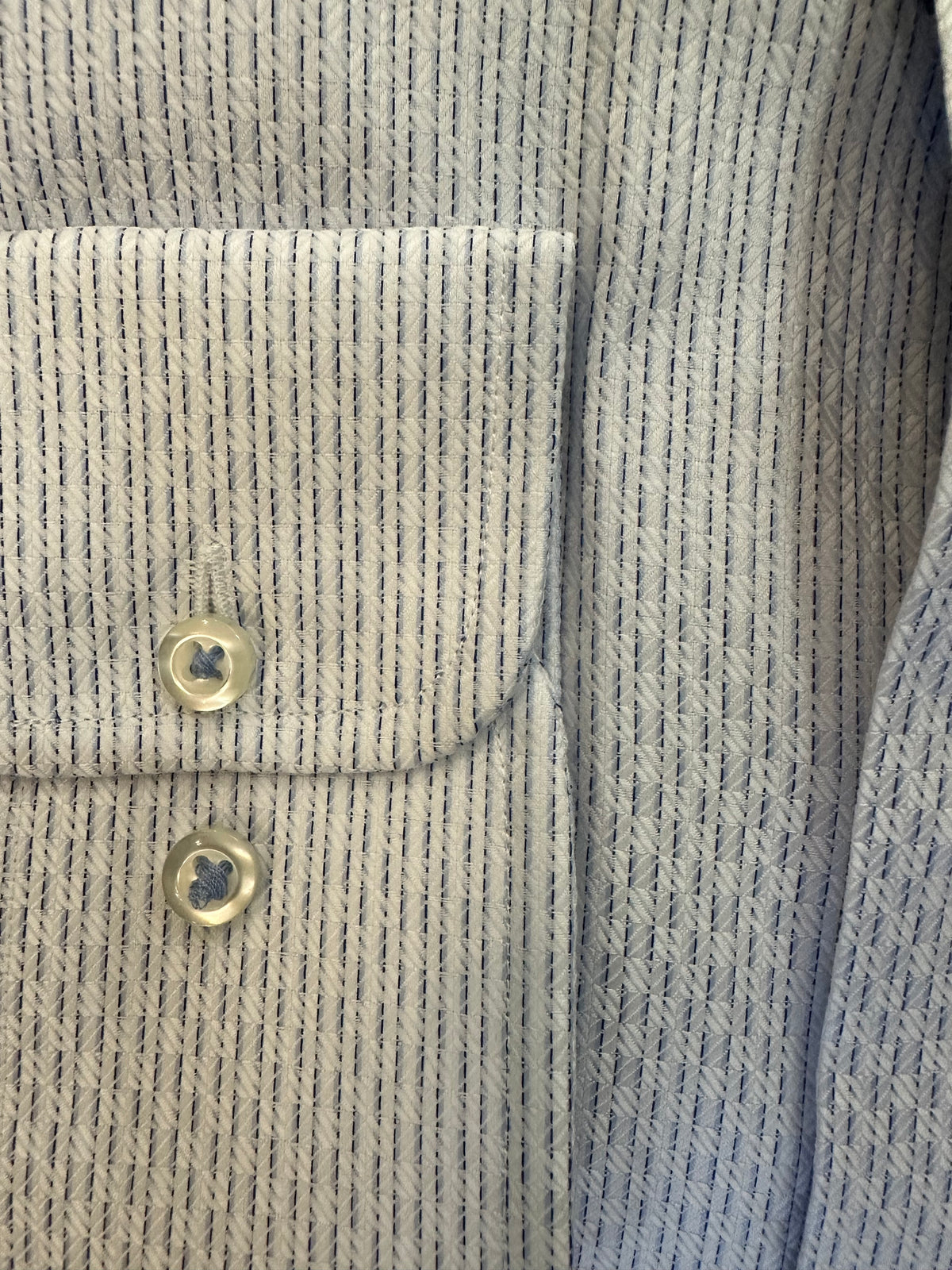 White and Sky Blue Trim Fit Shirt
