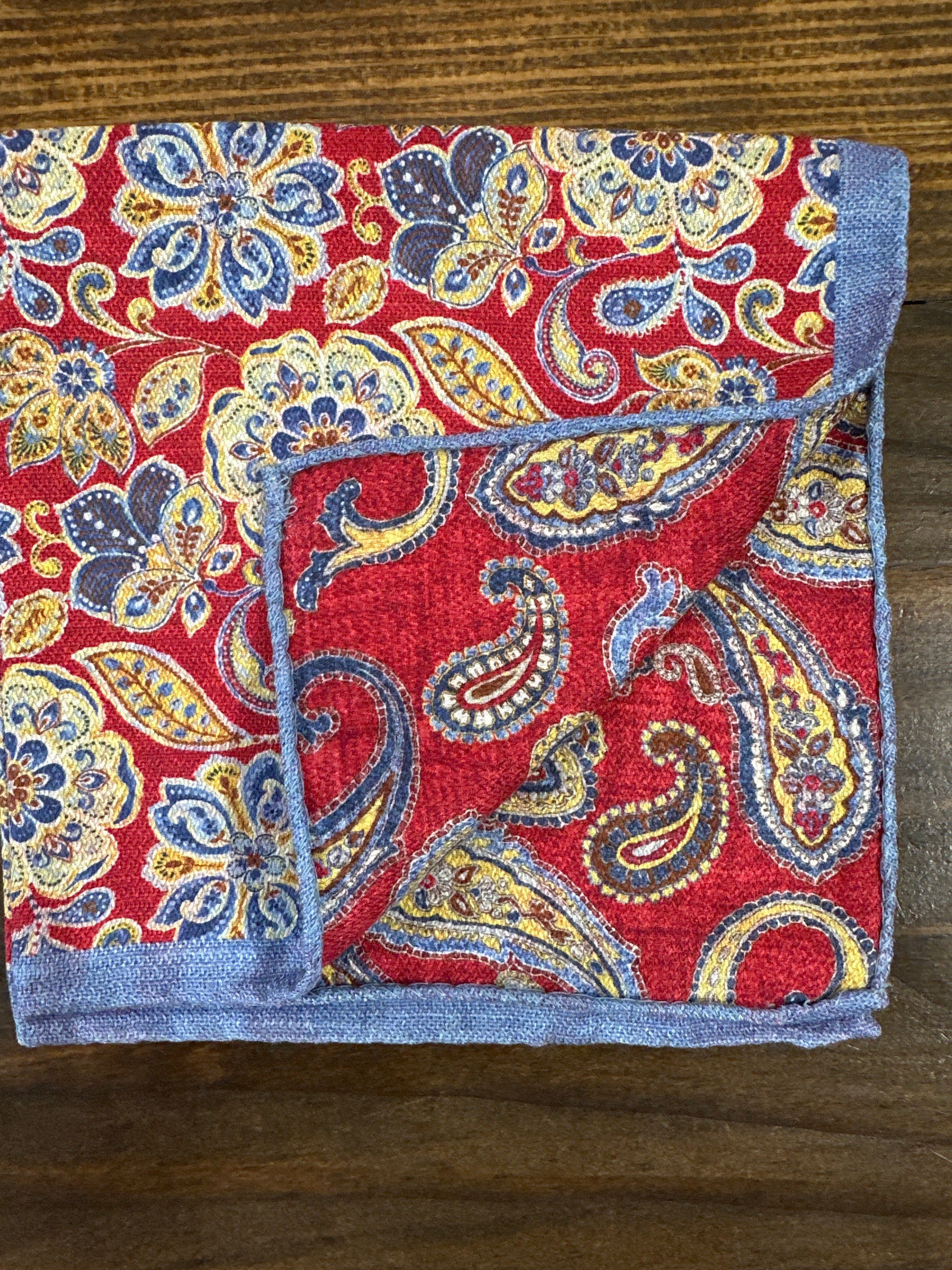 Red and Blue Paisley Pocket Square