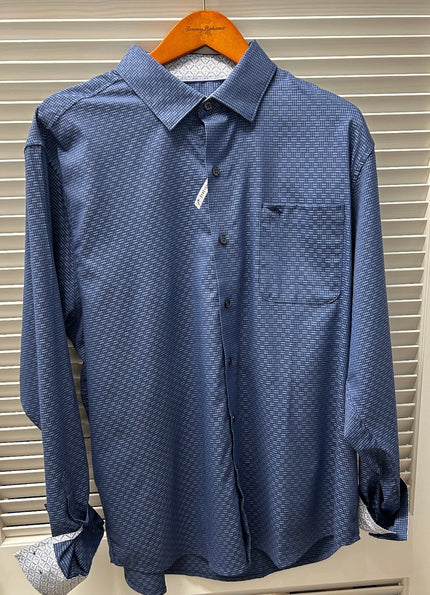 Sarasota Stretch Ventura Isles IslandZone® Stripe Button Down Shirt - Island Navy