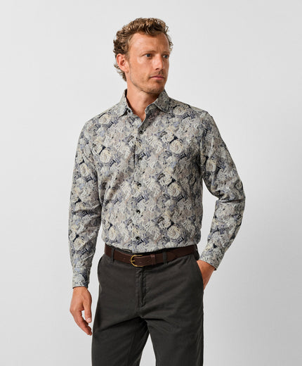 Charcoal & Multi Botanical Corduroy Sport Shirt