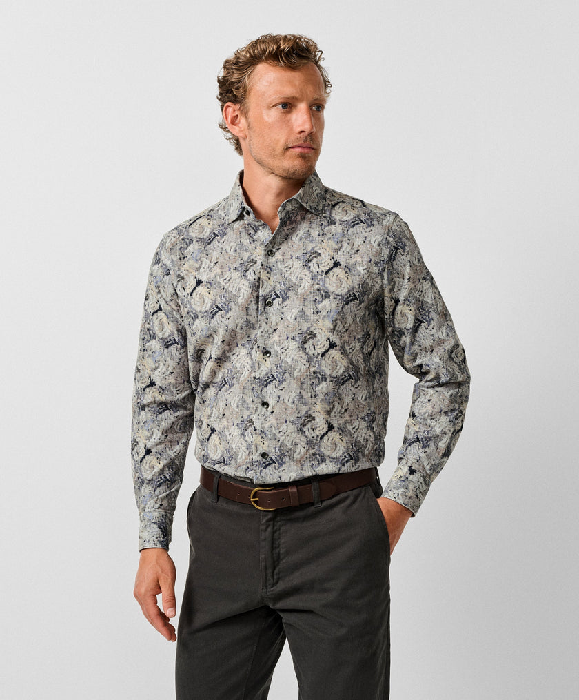 Charcoal & Multi Botanical Corduroy Sport Shirt