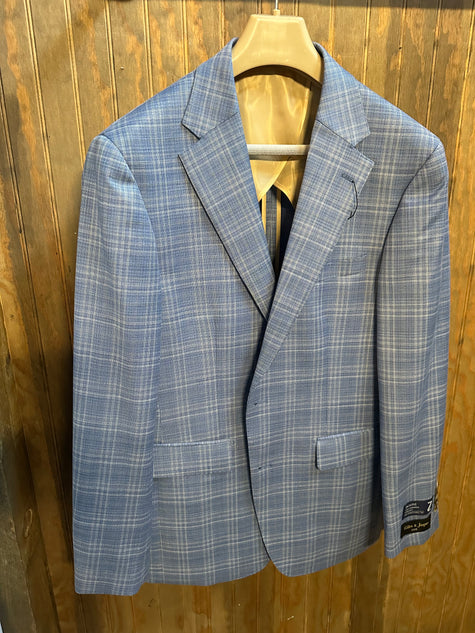 Blue and White Plaid Sport Coat