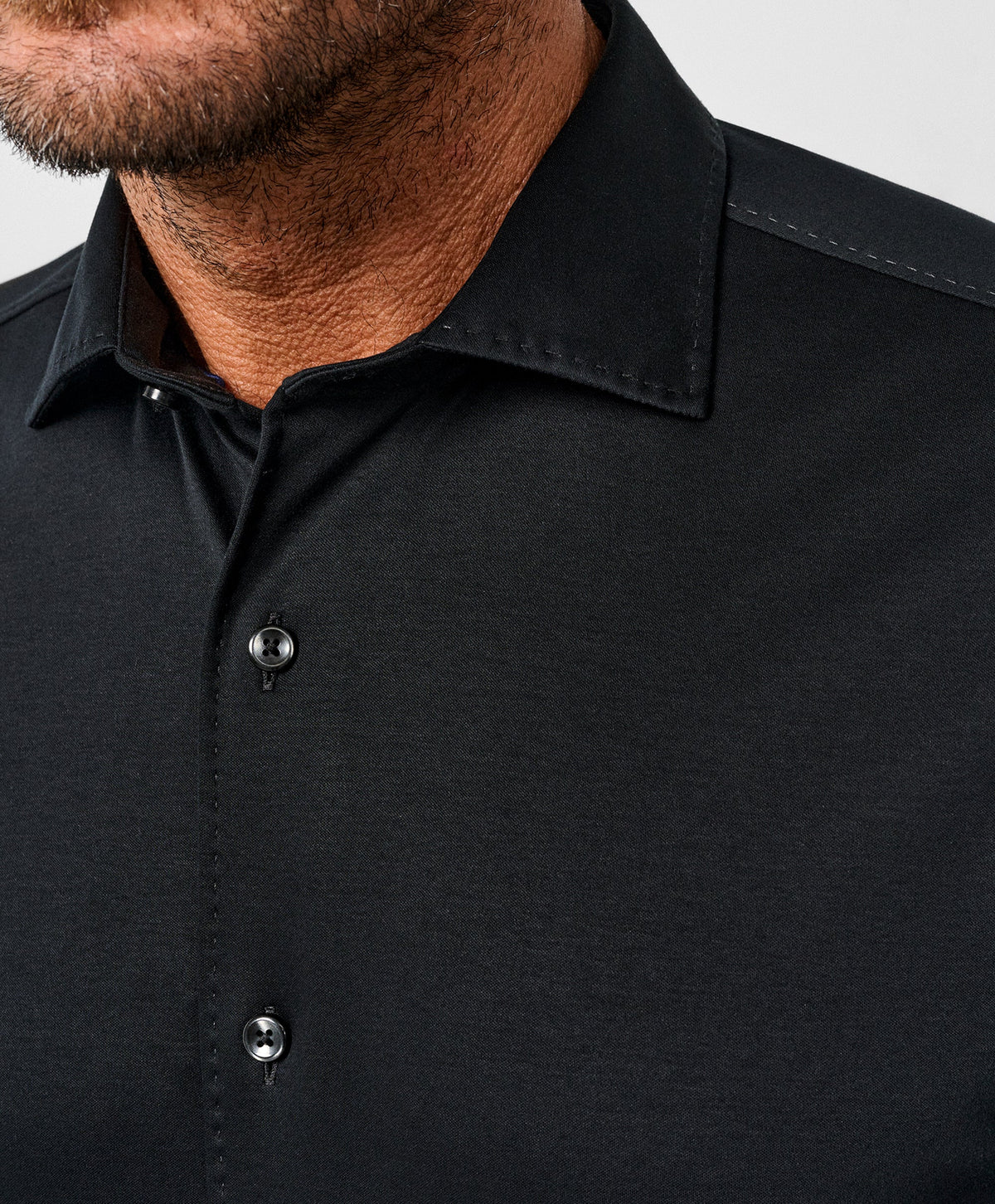 Black Solid Knit Sport Shirt