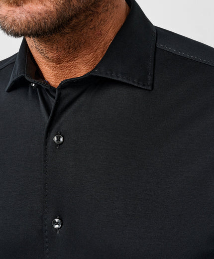 Black Solid Knit Sport Shirt