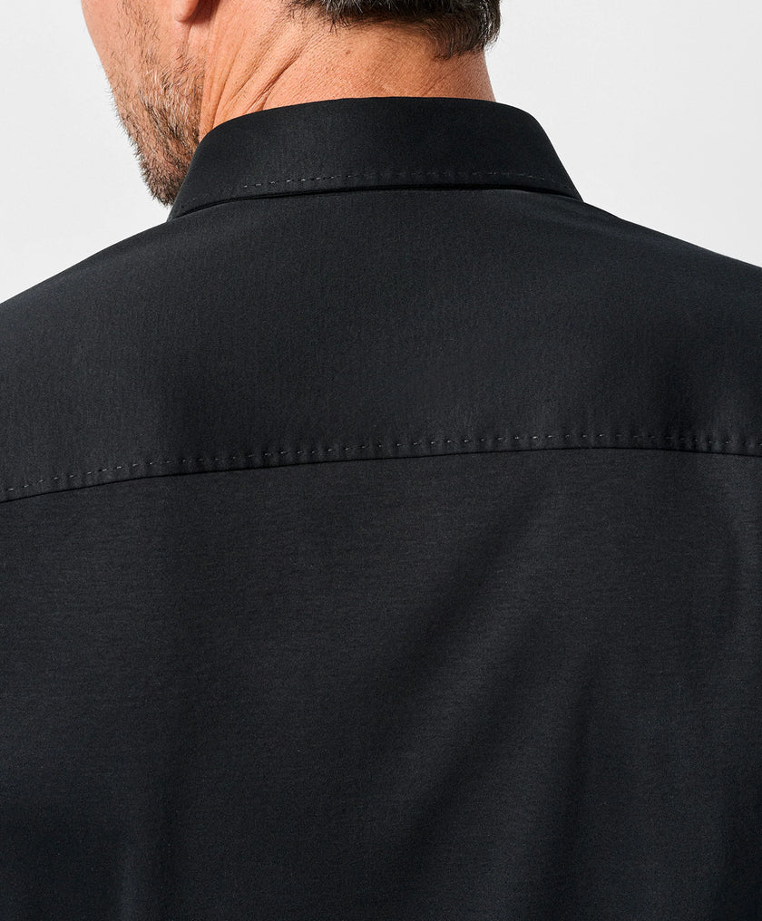 Black Solid Knit Sport Shirt