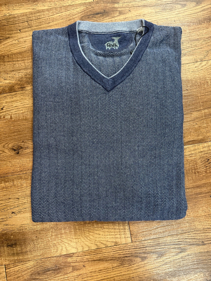 Ocean Herringbone V Neck Sweater