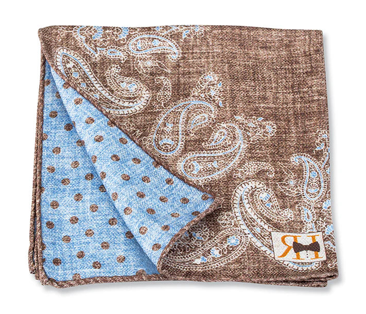 Brown Paisley Dot Pocket Square