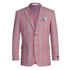 Watermelon Red Windowpane Slim Fit Sport Coat