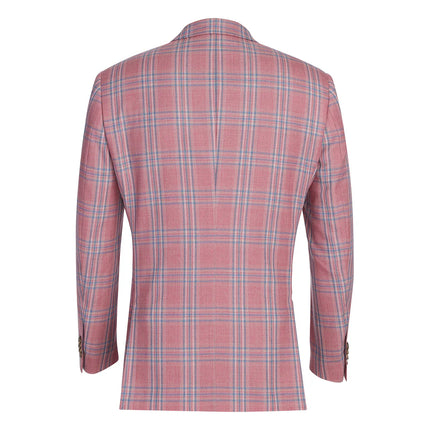 Watermelon Red Windowpane Slim Fit Sport Coat