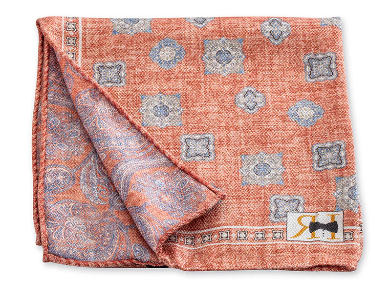Coral Paisley Pocket Square