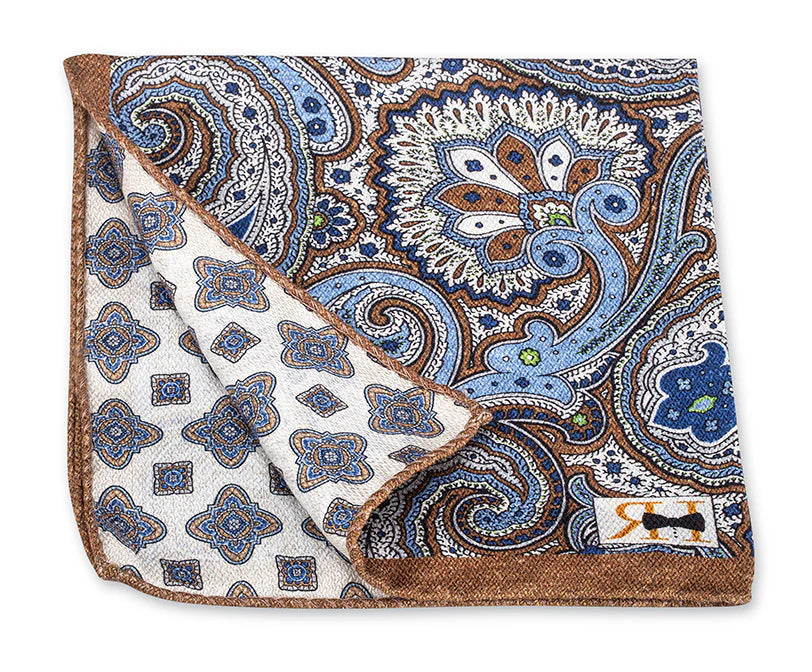 White Paisley/Medallion Pocket Square