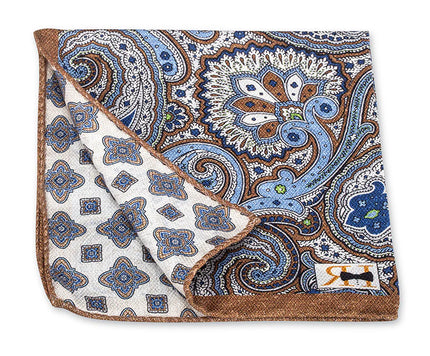 White Paisley/Medallion Pocket Square