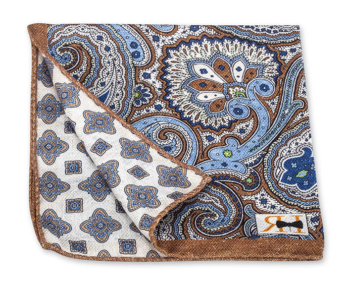 White Paisley/Medallion Pocket Square