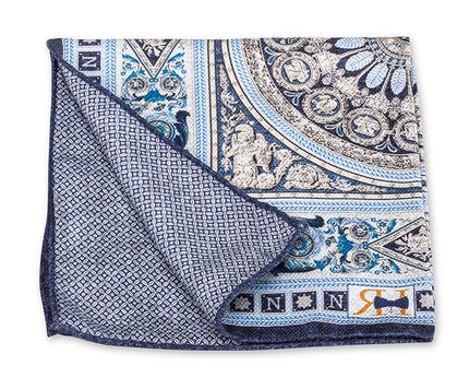 Navy/Sky 18th Century French Tapestry Pocket Square