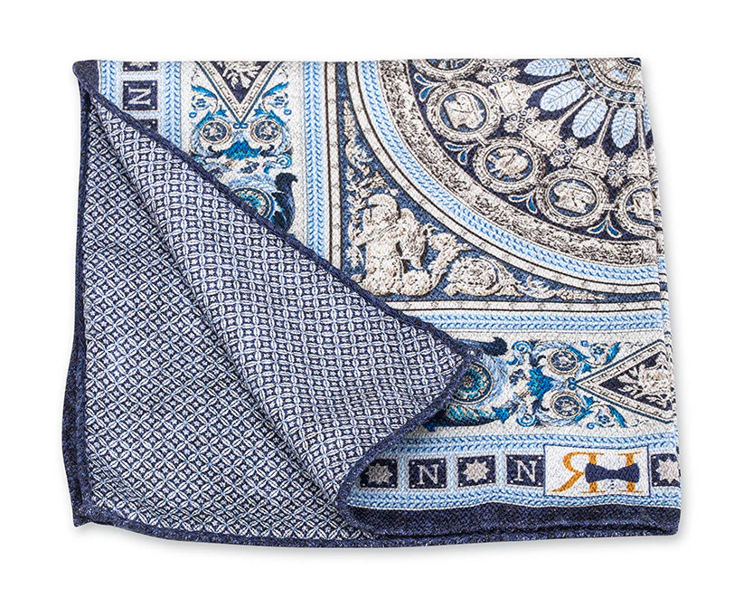 Navy/Sky 18th Century French Tapestry Pocket Square