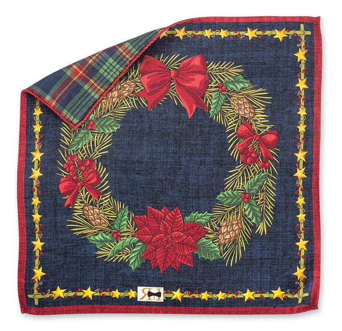Navy Wreath/Tartan Pocket Square