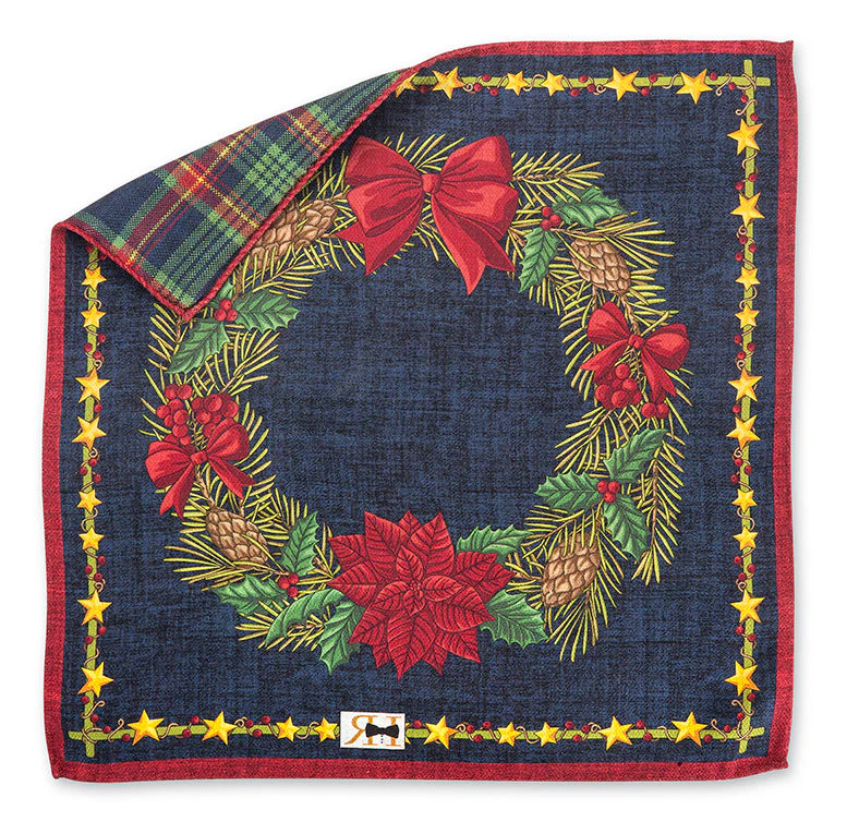 Navy Wreath/Tartan Pocket Square
