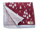 Burgundy/Gray Festive Skiers Pocket Square