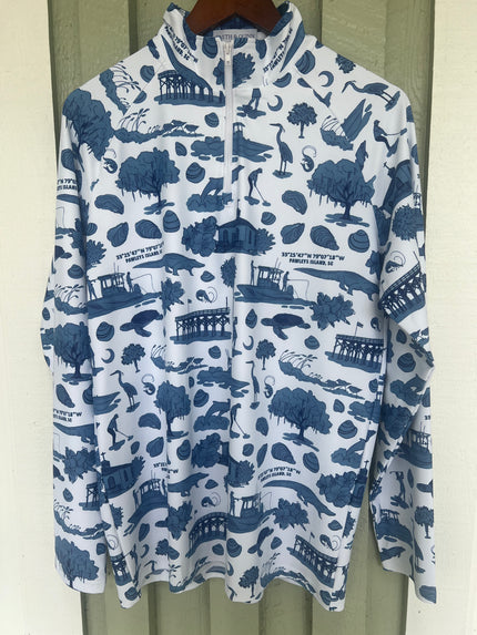 Navy Pawleys Print Quarter Zip