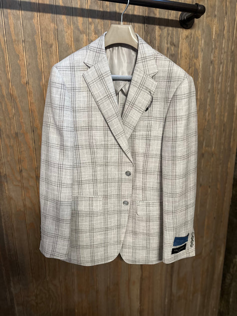 Oatmeal and Brown Plaid Sport Coat