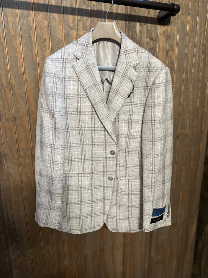 Men's Oatmeal and Brown Plaid Sport Coat – Lightweight