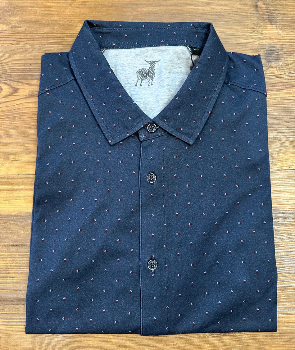 Navy and Burgundy Print Shirt