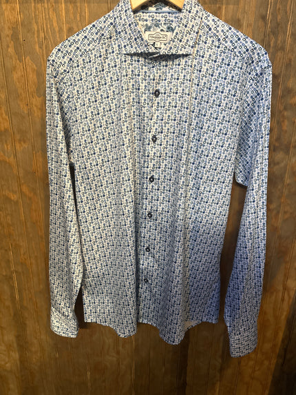Blue Geometric Print Shirt