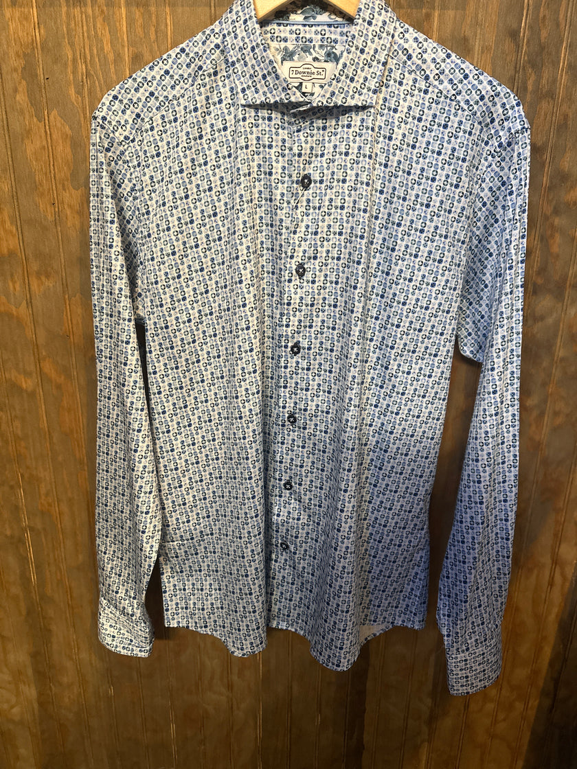 Blue Geometric Print Shirt