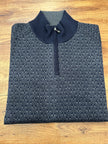 Navy and Gray Jacquard Quarter Zip Sweater