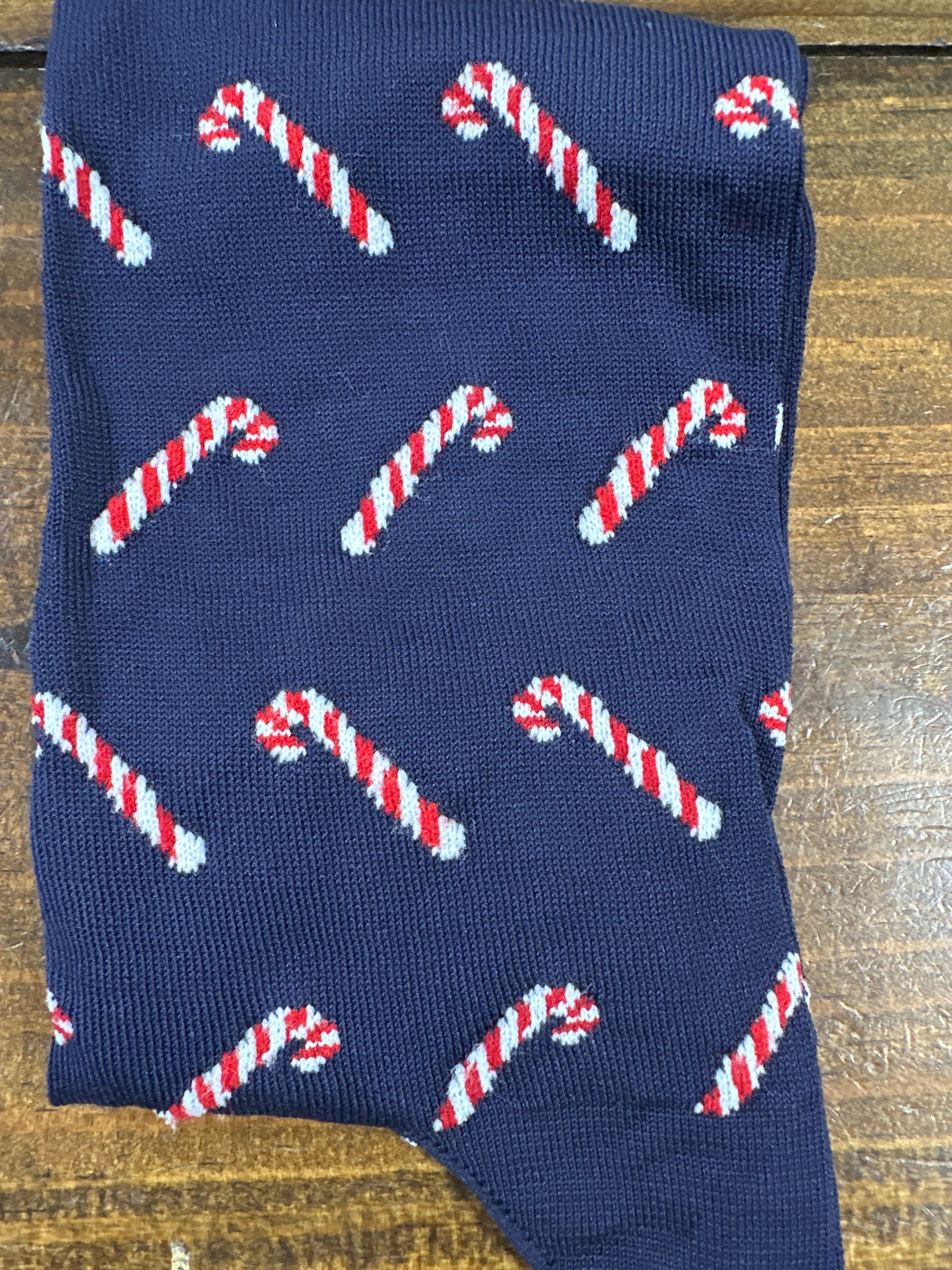 Candy Cane Cotton Sock Linked Toe Mid-Calf