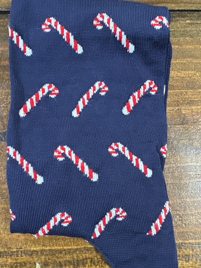 Candy Cane Cotton Sock Linked Toe Mid-Calf