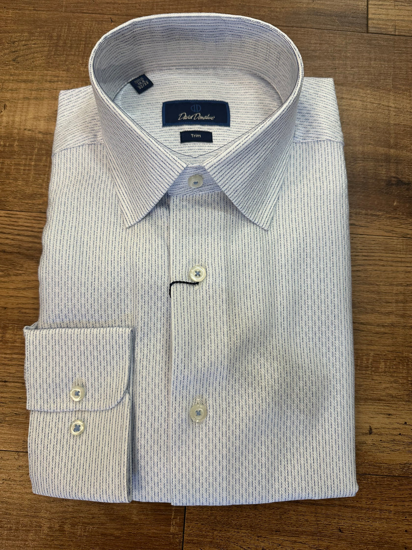 White and Sky Blue Trim Fit Shirt