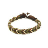 Men's Bracelet - Bead jute and leather herringbone w/ loop & button closure