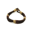 Men's Bracelet - Leather strip bracelet with aluminum loop and button closure.