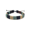 Men's Bracelet - Navy, Aqua, Tan Wrapped Pull Tie Bracelet