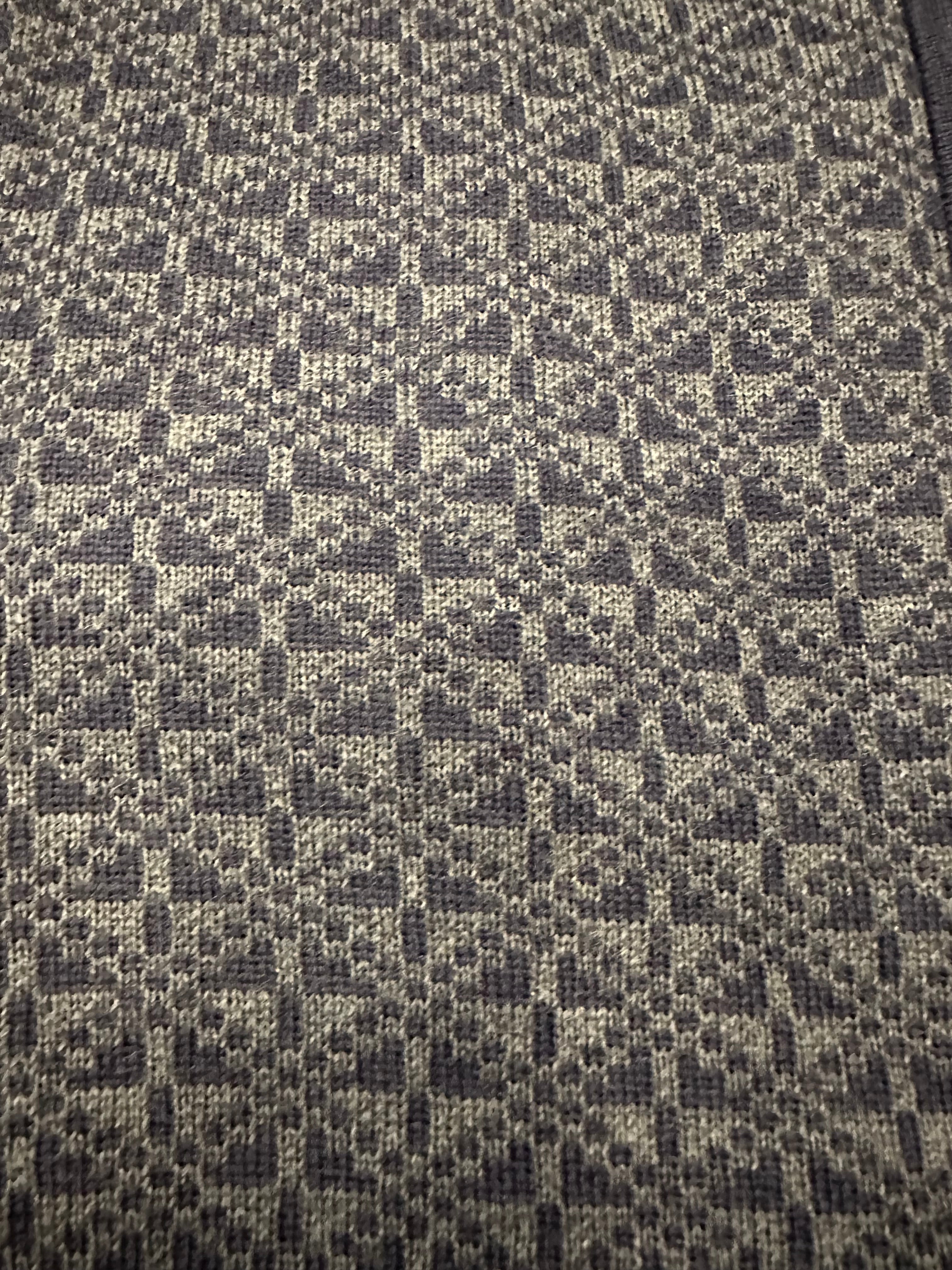 Navy and Gray Jacquard Quarter Zip Sweater