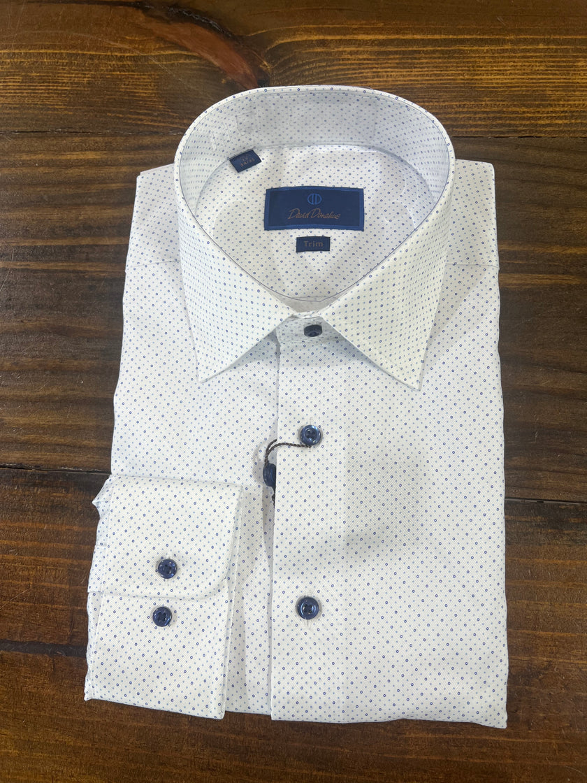 Blue and White Dot Dress Shirt