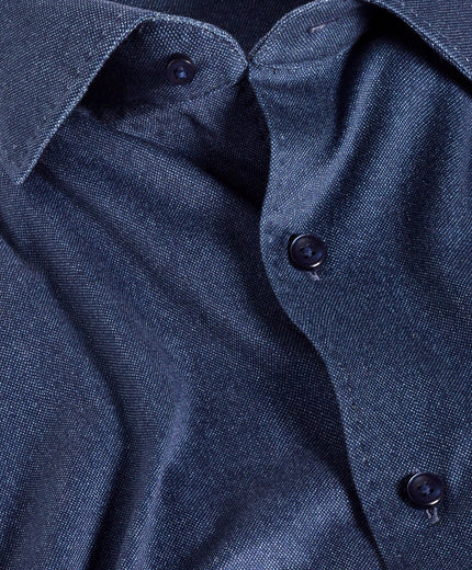 Navy Solid Texture Knit Sport Shirt